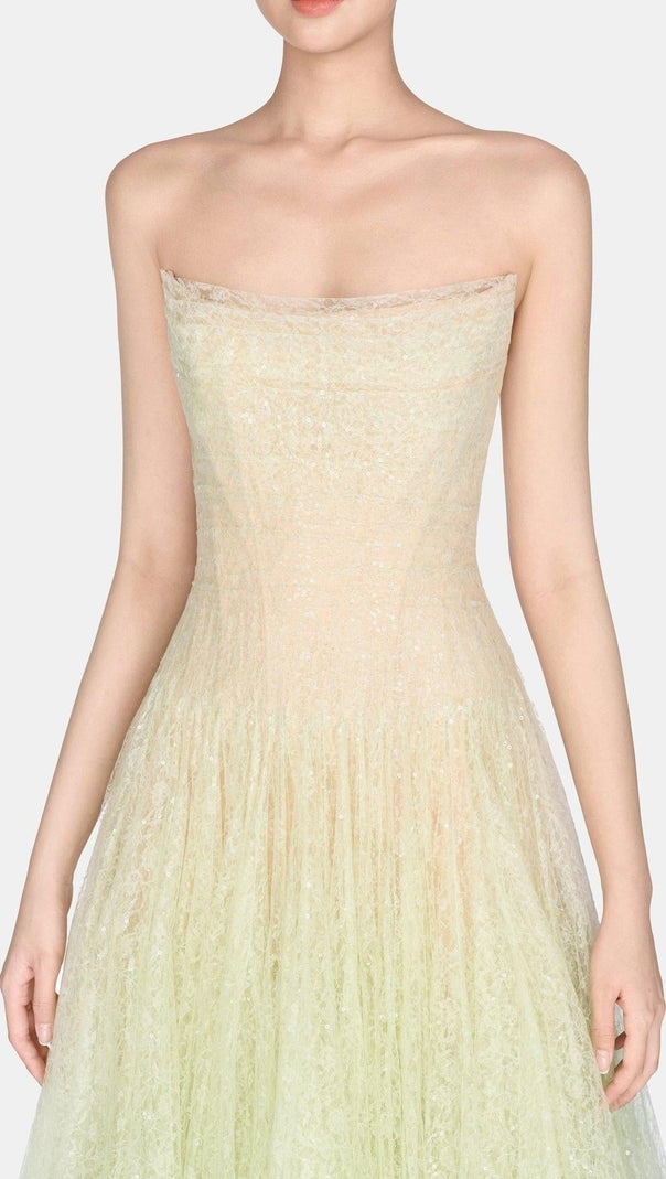 AIIZIE CAROL DRAPED LACE MAXI DRESS IN MINT - product image