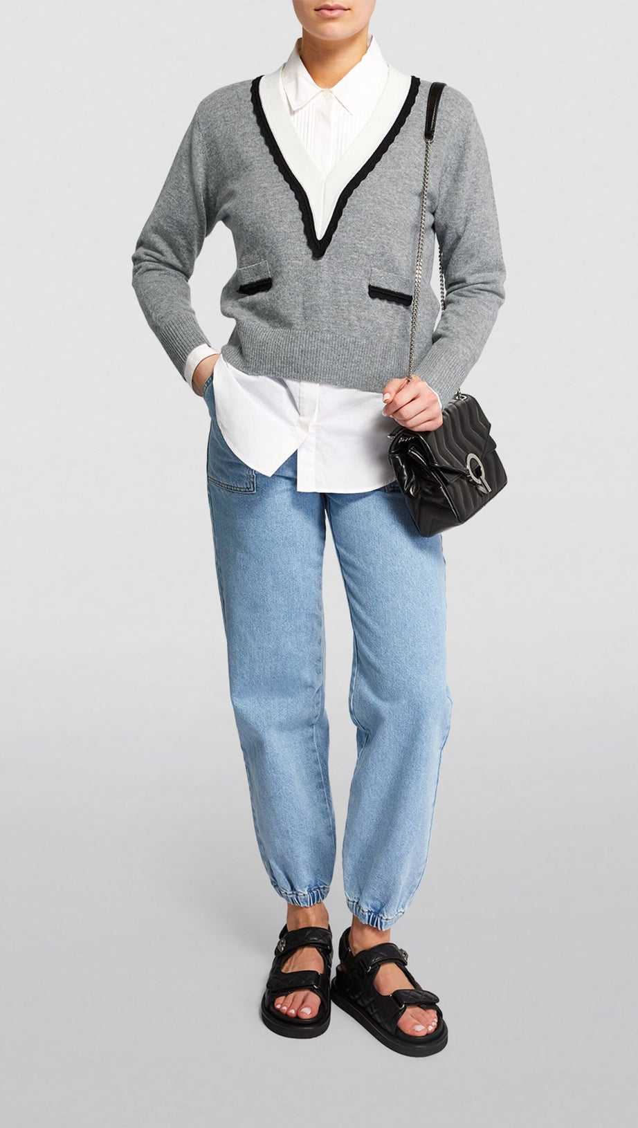 PULLOVER MIT ZWEIFARBIGEM BESATZ 