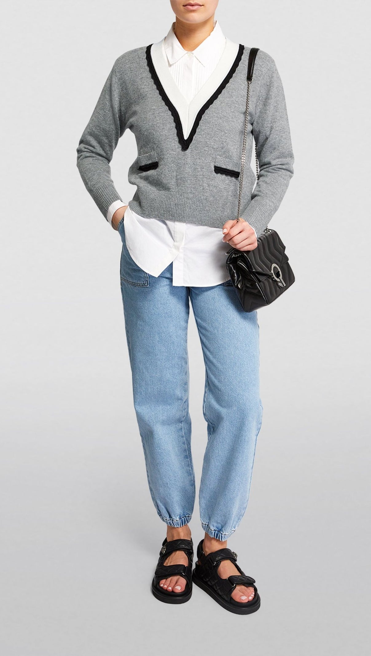 AIIZIE TWO TONE TRIM SWEATER - product image