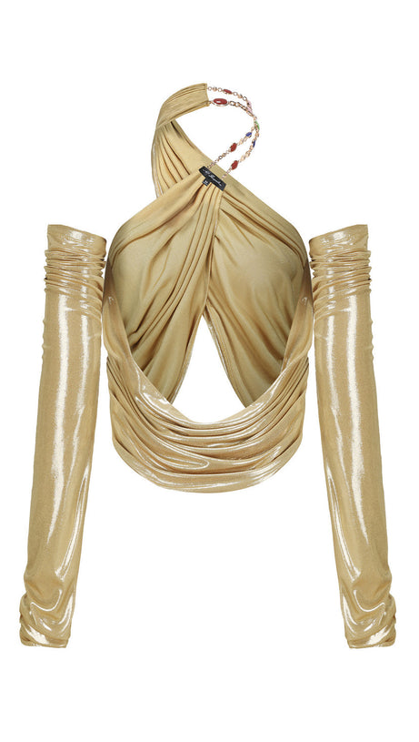 ANILA YELLOW RUCHED LEATHER MIDI DRESS