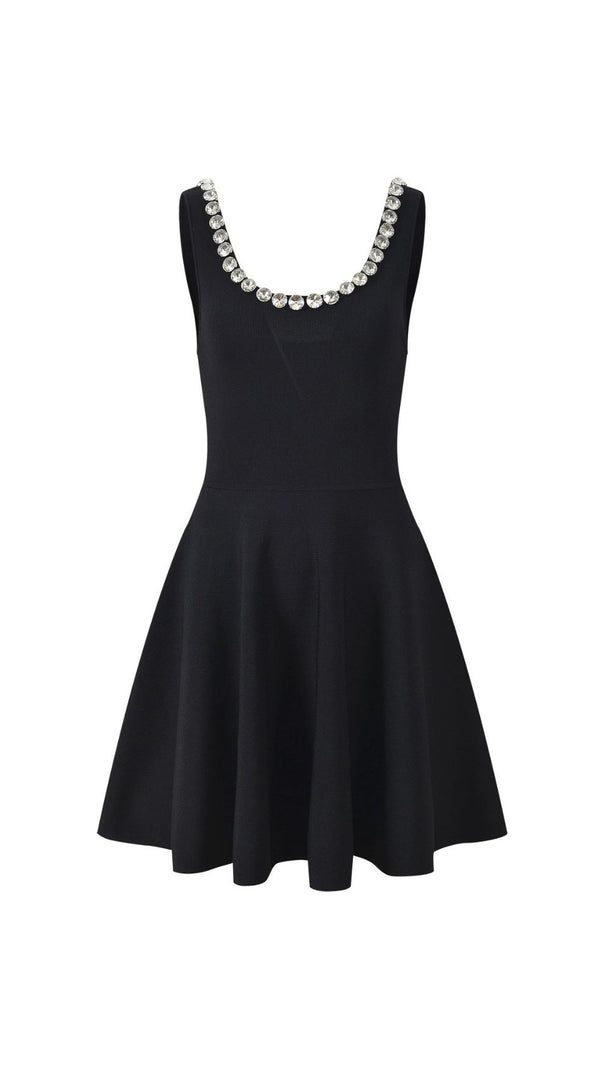 AIIZIE Nelya Embellished Knit Mini Dress - Sparkle & Chic Little Black Dress - product image