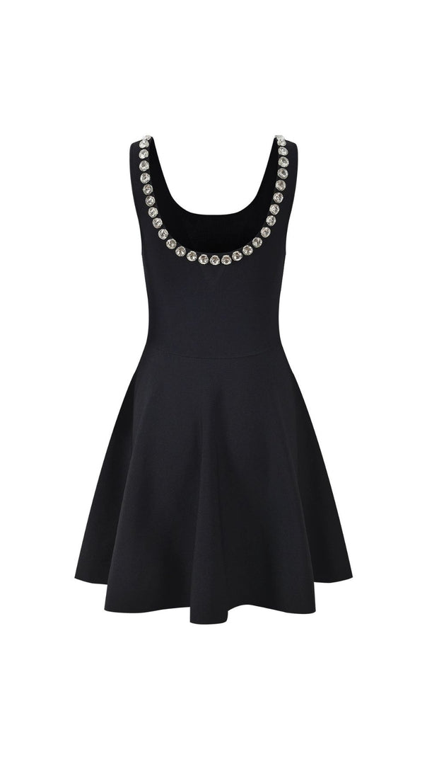 AIIZIE Nelya Embellished Knit Mini Dress - Sparkle & Chic Little Black Dress - product image