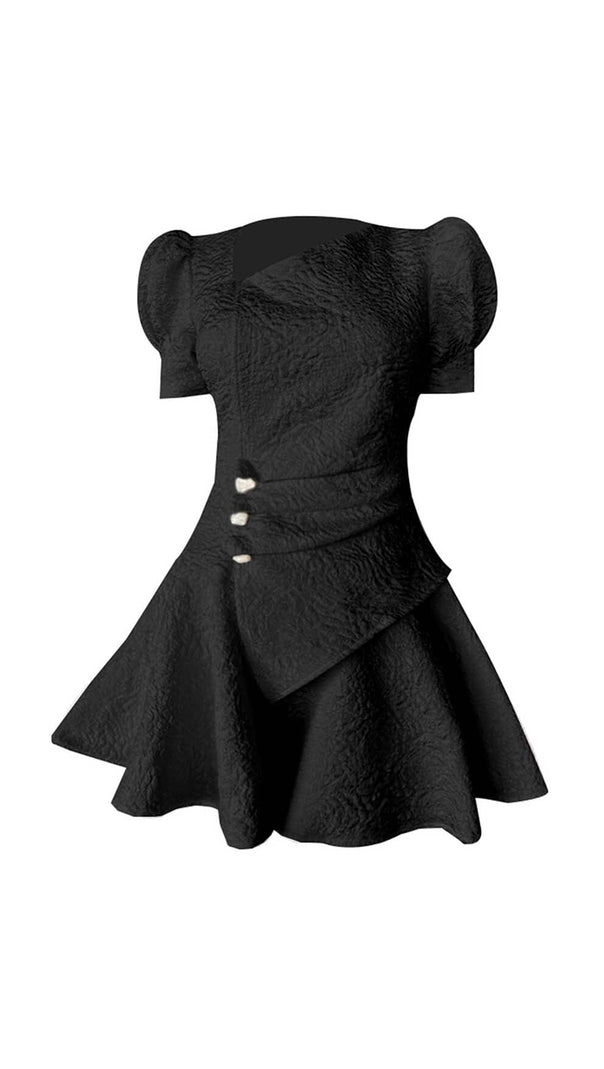 AIIZIE PUFFY SLEEVE BUTTON MINI DRESS IN WHITE - product image