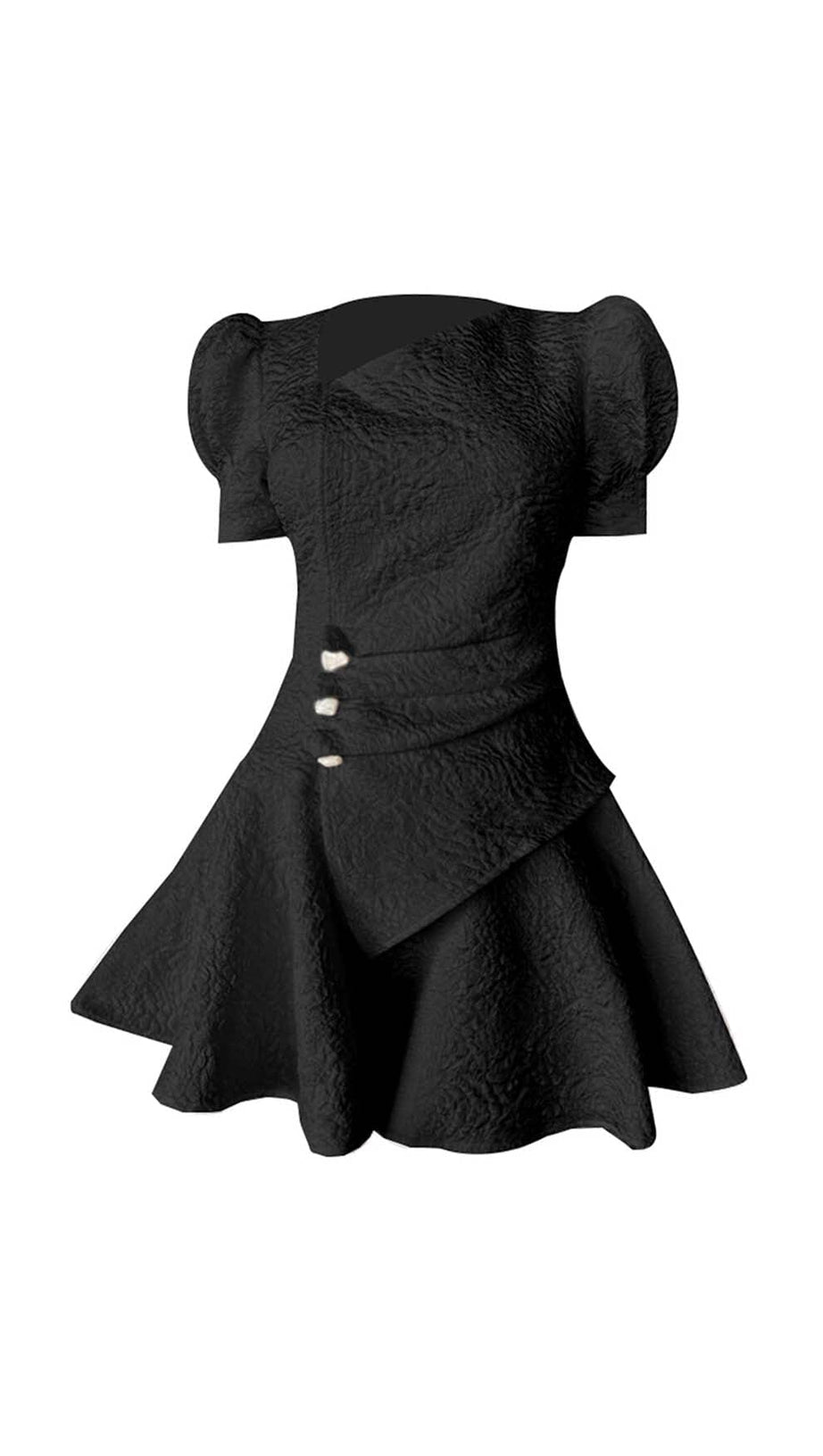 PUFFY SLEEVE BUTTON MINI DRESS IN WHITE