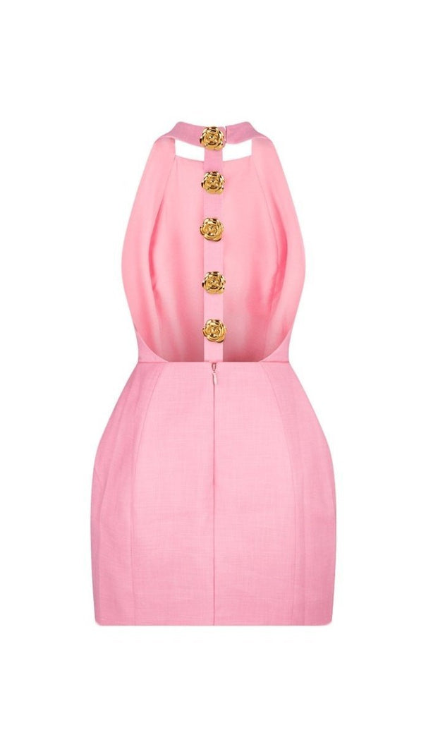AIIZIE RITA HALTER BACKLESS MINI DRESS IN PINK - product image