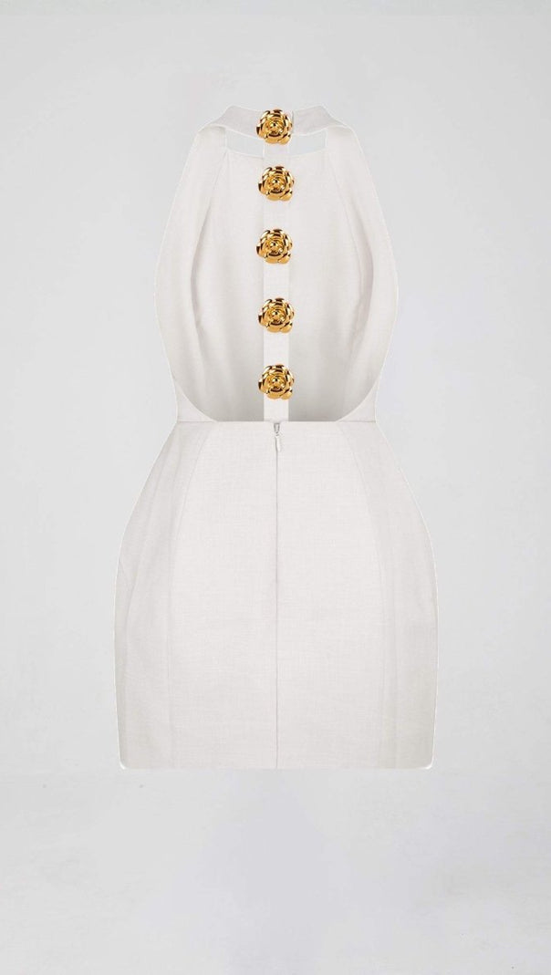 AIIZIE RITA HALTER BACKLESS MINI DRESS IN WHITE - product image