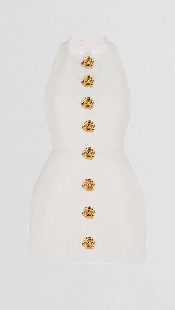 AIIZIE RITA HALTER BACKLESS MINI DRESS IN WHITE - product image