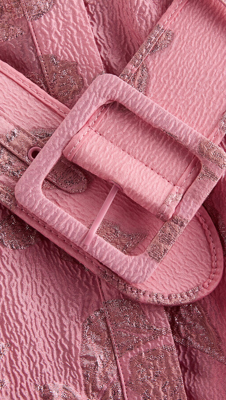 ANNETTE FLORAL EMBELLISHED BUTTON GOWN IN PINK