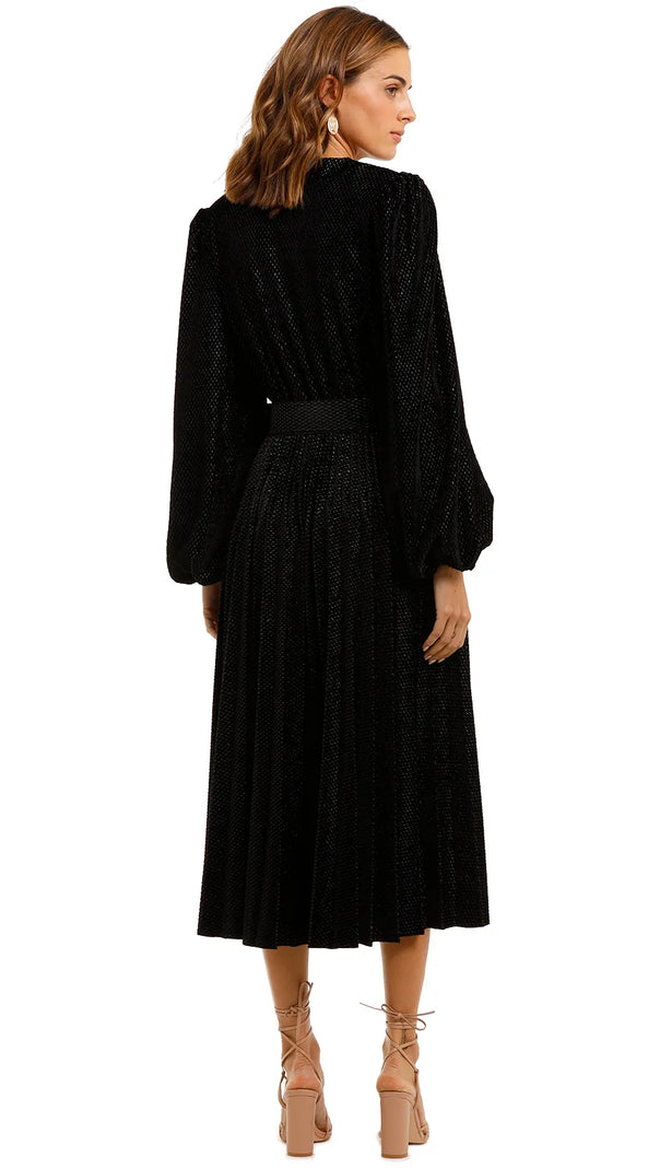 AIIZIE LUMIA KNITTED MIDI DRESS IN BLACK METALLIC - product image