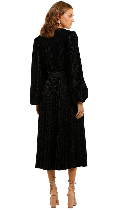 LUMIA KNITTED MIDI DRESS IN BLACK METALLIC