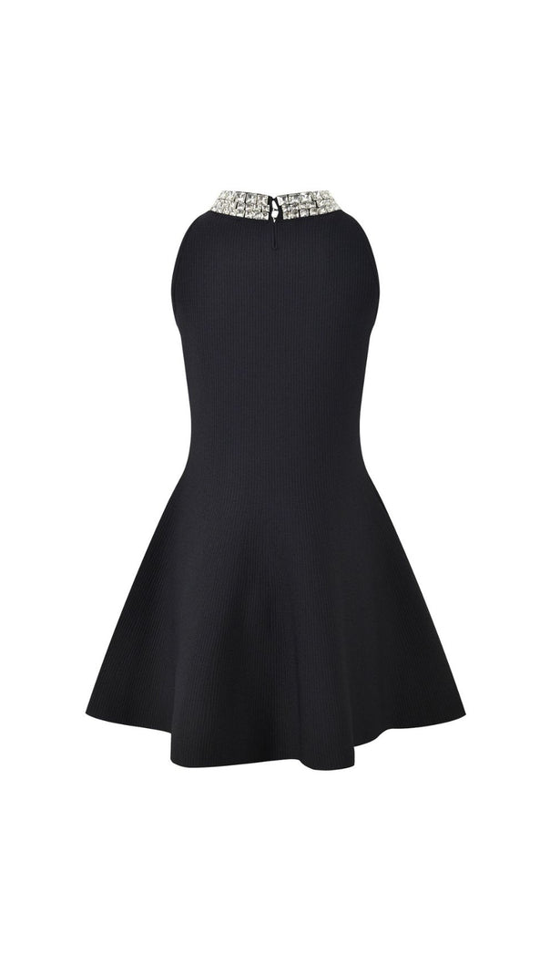 AIIZIE Glamorous Rhinestone Collar Fit & Flare Mini Dress - The Perfect LBD - product image