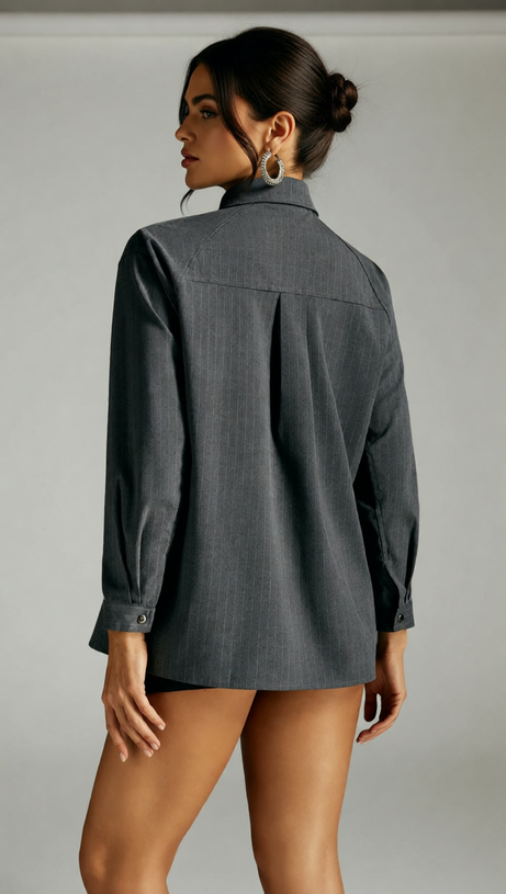 Rohit Pinstripe Tie-Neck Blouse - Effortless Chic for Women