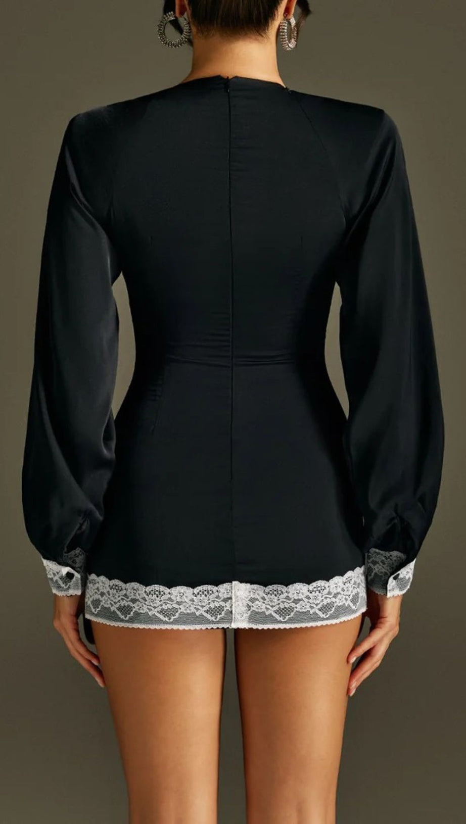 Romaine Alluring Lace Long Sleeve Mini Dress - Elegant Party & Date Night
