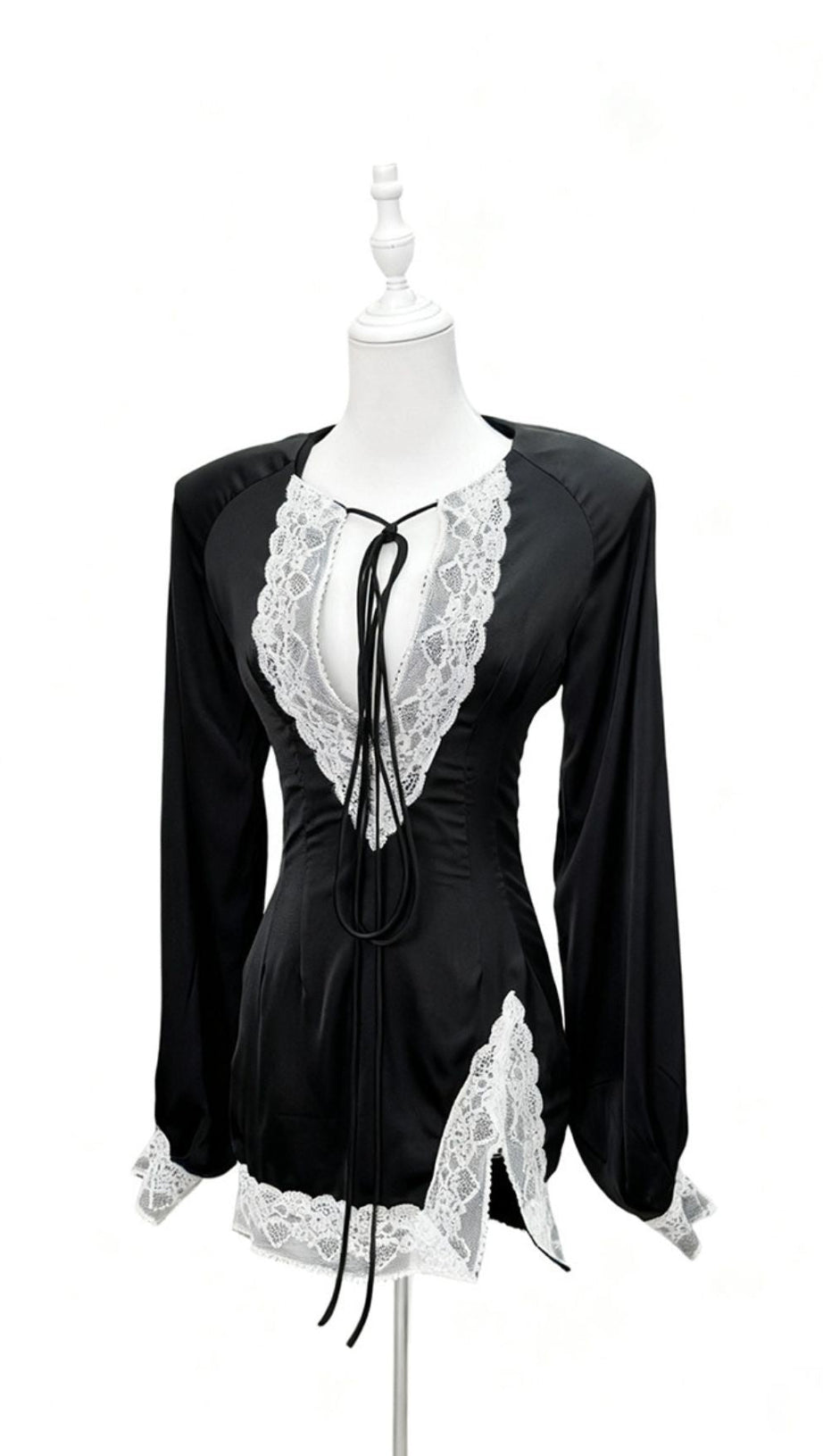 Romaine Alluring Lace Long Sleeve Mini Dress - Elegant Party & Date Night