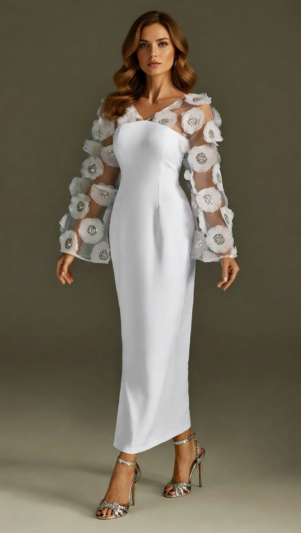 AIIZIE Rosaire Glimmering Floral Sequin Maxi Dress - Elegant Evening Gown - product image