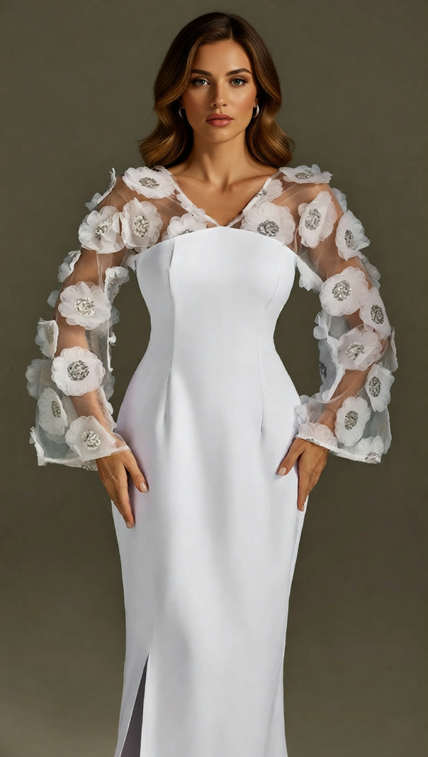 AIIZIE Rosaire Glimmering Floral Sequin Maxi Dress - Elegant Evening Gown - product image