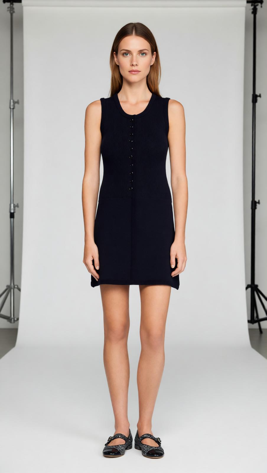Effortless Chic: Women's Rib Knit Button-Front Mini Dress