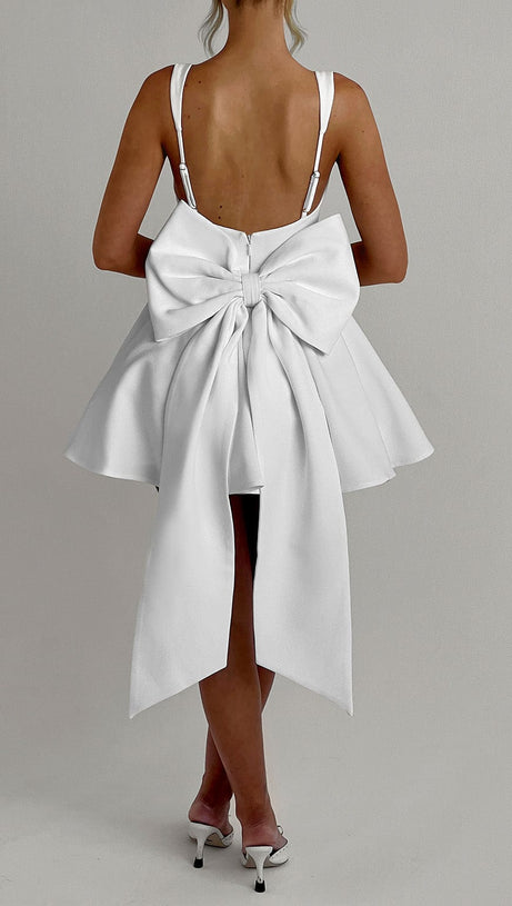KRISTIN BACK BOW EMBELLISHED MINI DRESS IN IVORY