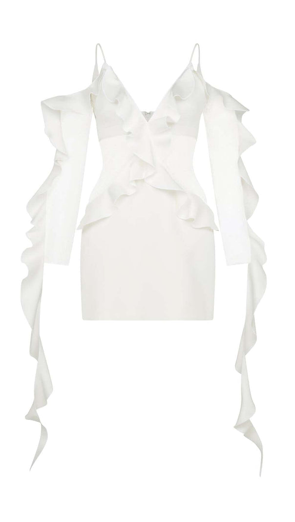 AIIZIE RUFFLED LACE MINI DRESS IN WHITE - product image