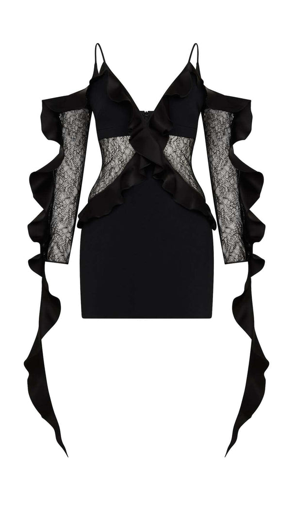 AIIZIE RUFFLED LACE MINI DRESS IN WHITE - product image