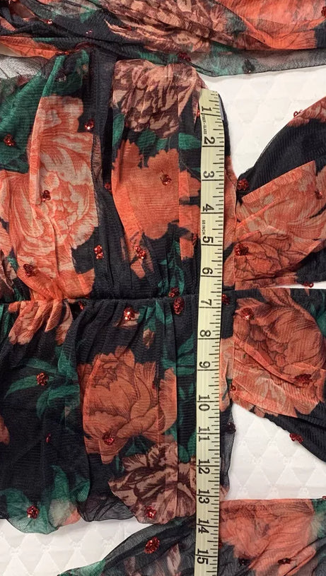 MAXI SEQUIN FLORAL PRINT VALENTINES DRESS