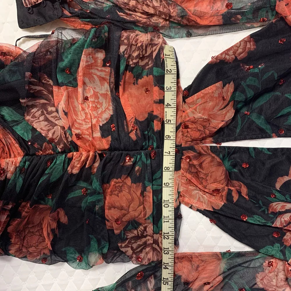 AIIZIE MAXI SEQUIN FLORAL PRINT VALENTINES DRESS - product image