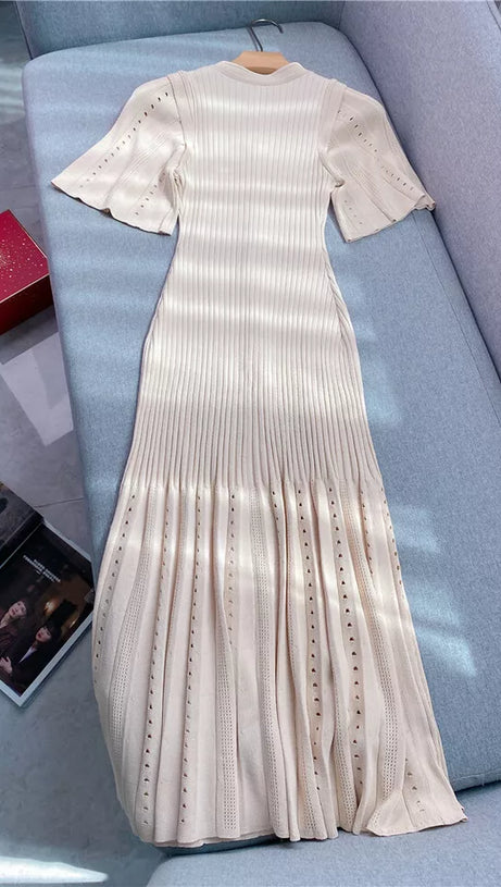 MENIA KNIT MIDI DRESS IN BEIGE