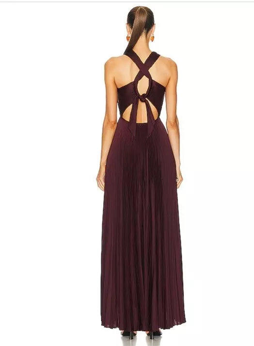 ATHENA PLEATED CUTOUT GOWN
