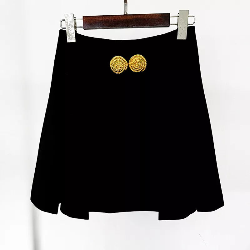 MINIGONNA ASINA CON BOTTONI ORO NERI