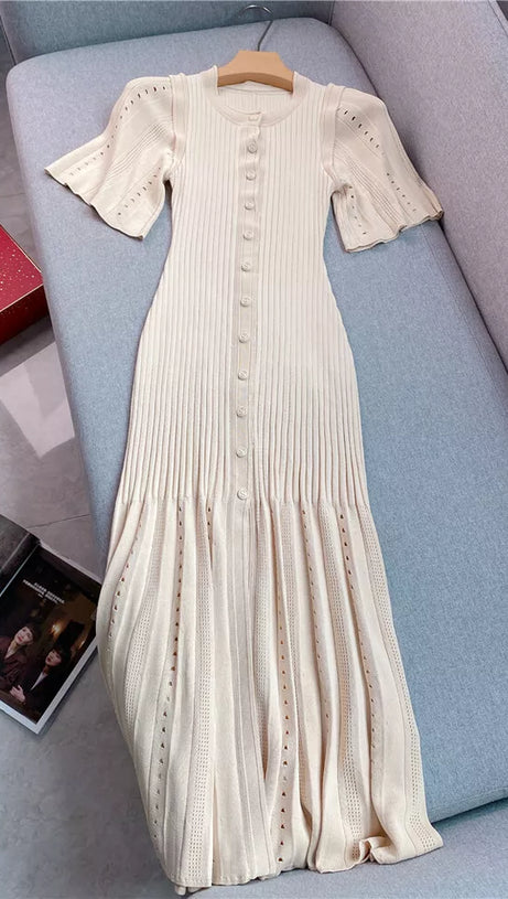 MENIA KNIT MIDI DRESS IN BEIGE