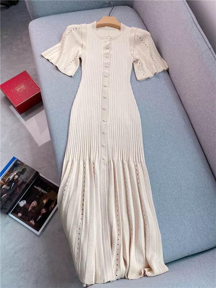 AIIZIE MENIA KNIT MIDI DRESS IN BEIGE - product image