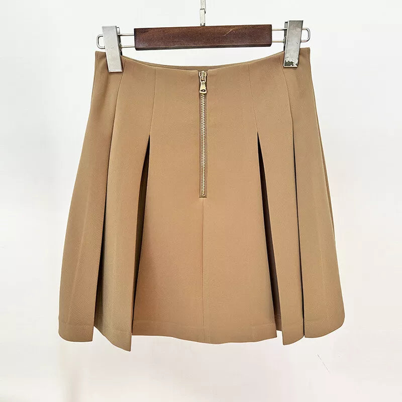 MINIGONNA ASINA CON BOTTONI ORO IN CACHI