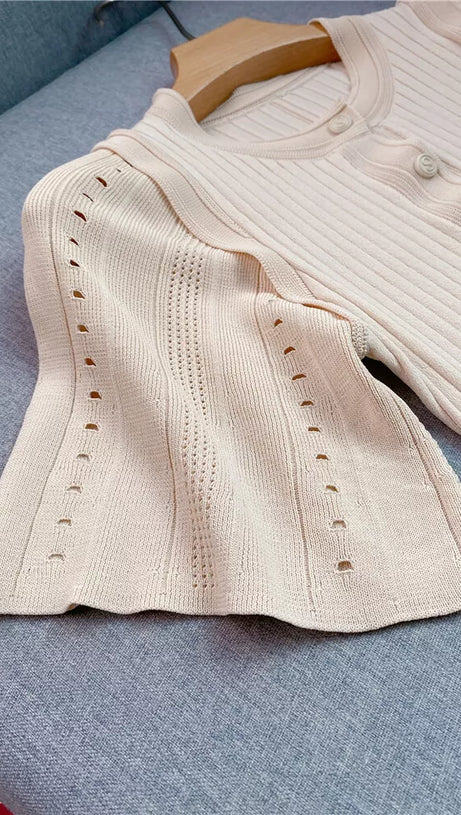 MENIA KNIT MIDI DRESS IN BEIGE