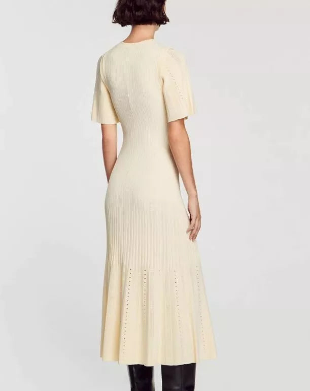 MENIA KNIT MIDI DRESS IN BEIGE