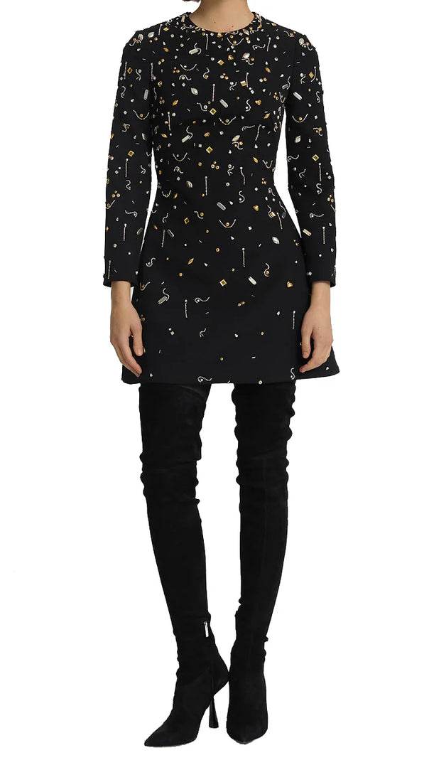 PAMARIA DIAMANTE EMBROIDERY MINI DRESS