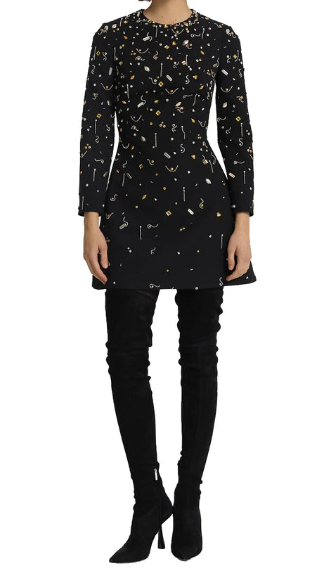 PAMARIA DIAMANTE EMBROIDERY MINI DRESS