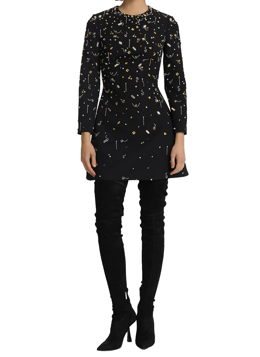 PAMARIA DIAMANTE EMBROIDERY MINI DRESS