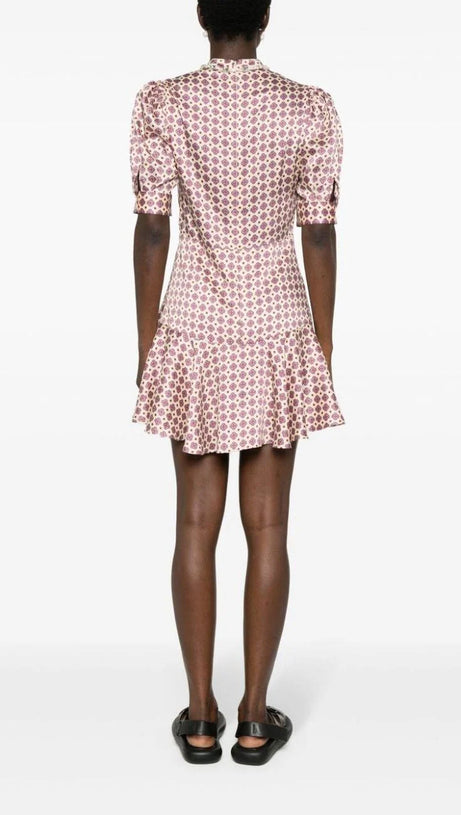 JAYANI – Bedrucktes Minikleid mit PUFFÄRMELN in Pink