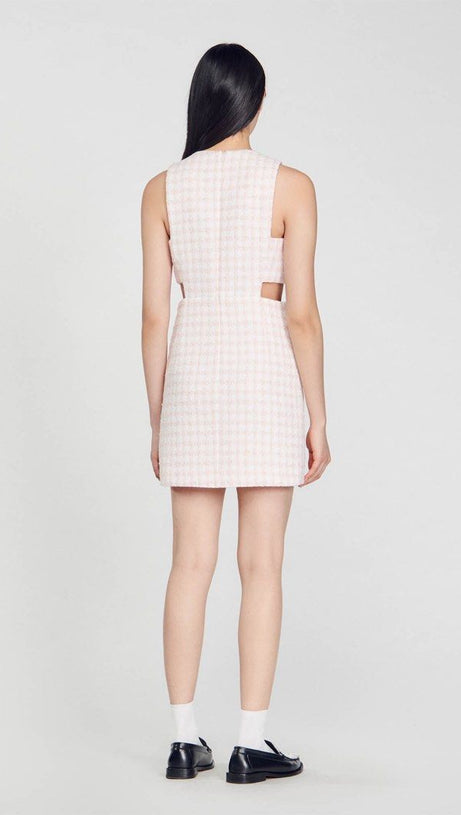 SLEEVELESS CUTOUT PINAFORE MINI DRESS IN LIGHT PINK
