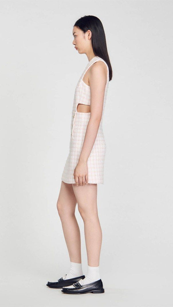 AIIZIE SLEEVELESS CUTOUT PINAFORE MINI DRESS IN LIGHT PINK - product image