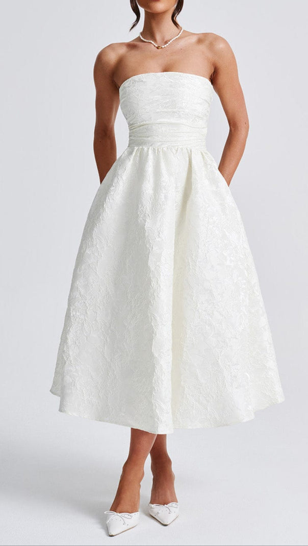 Elegant Cape Saoirse Midi Dress - Ivory