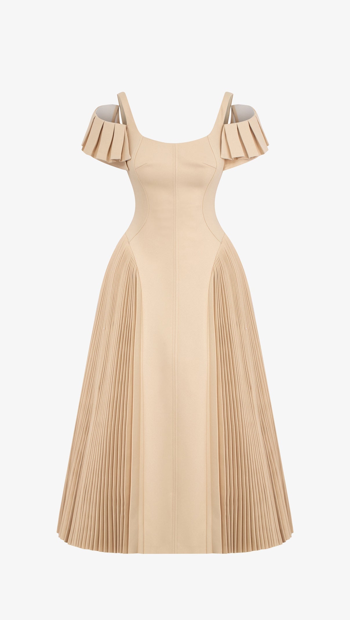 AIIZIE mandy Khaki Sapphi Off-shoulder Midi Dress - product image