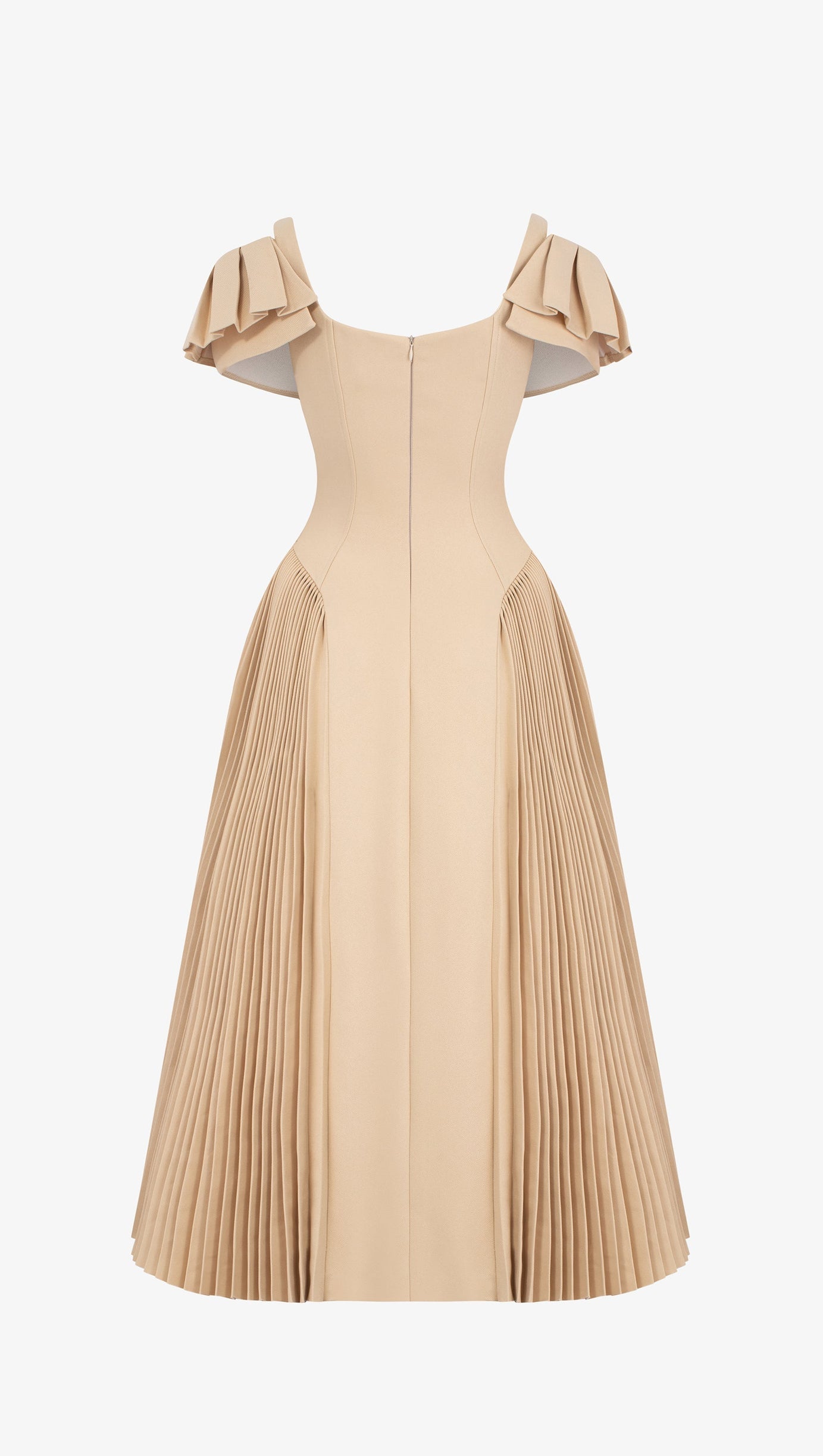 mandy Khaki Sapphi Off-shoulder Midi Dress