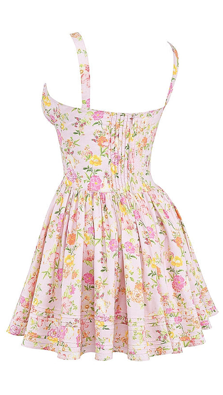 PINK MEADOW PRINT COTTON MINI DRESS