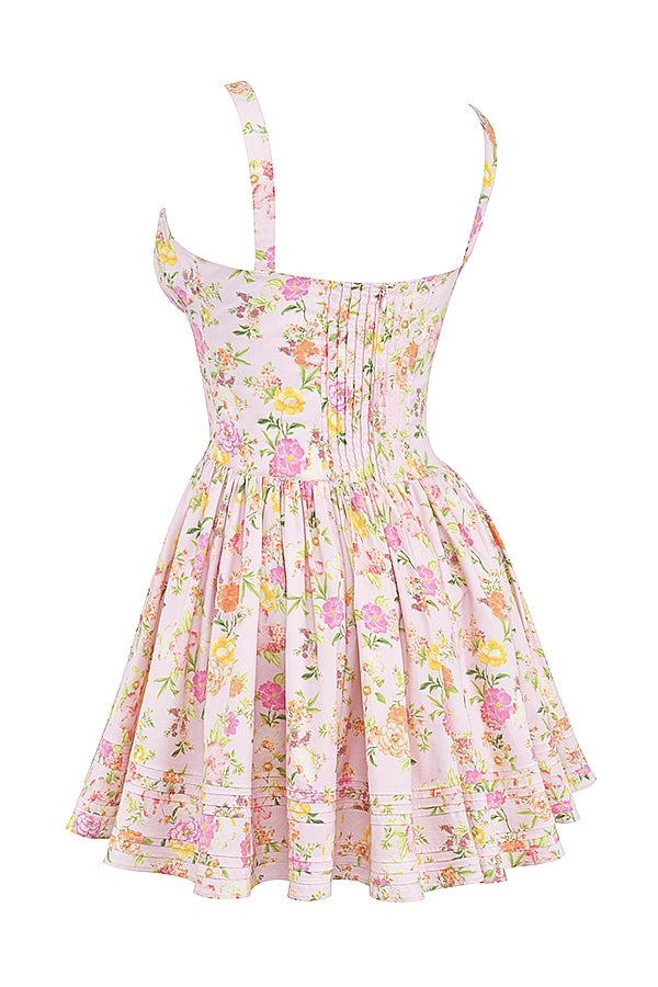 AIIZIE PINK MEADOW PRINT COTTON MINI DRESS - product image