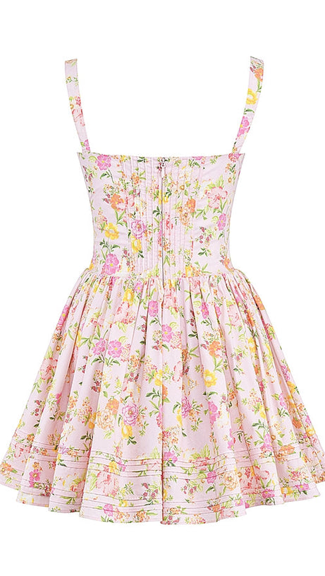 PINK MEADOW PRINT COTTON MINI DRESS