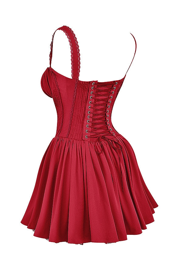 MINI ABITO CON CINTURINI A CORSETTO IN ROSSO