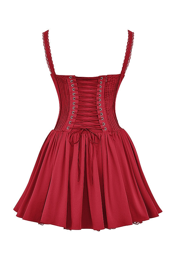 MINI ABITO CON CINTURINI A CORSETTO IN ROSSO
