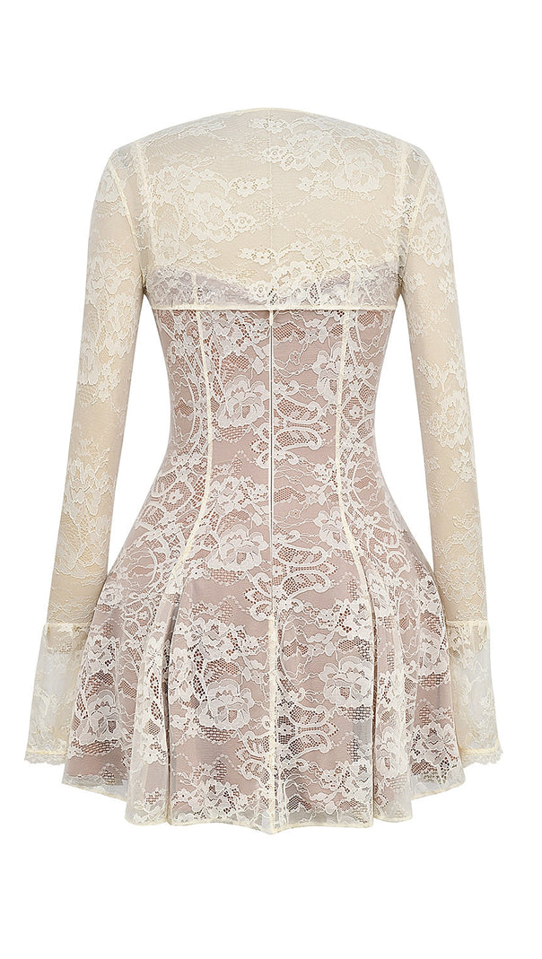 AIIZIE VINTAGE CREAM LACE MINI DRESS - product image