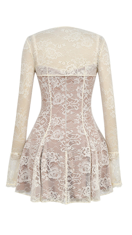 VINTAGE CREAM LACE MINI DRESS